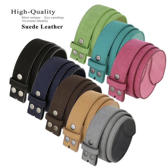 Square Buckle Casual Jean Suede Leather Belt 1 1/2\